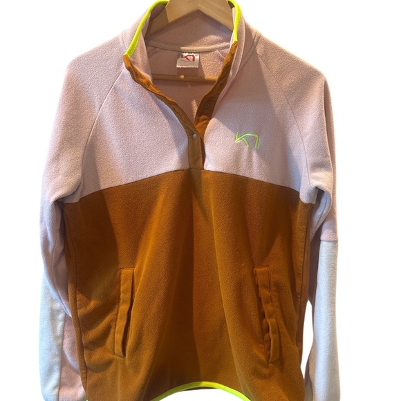 Kari Traa Ane Midlayer 1/4 Snap Pullover Sweatshirt Womens Size Large Pink Camel - Picture 1 of 6